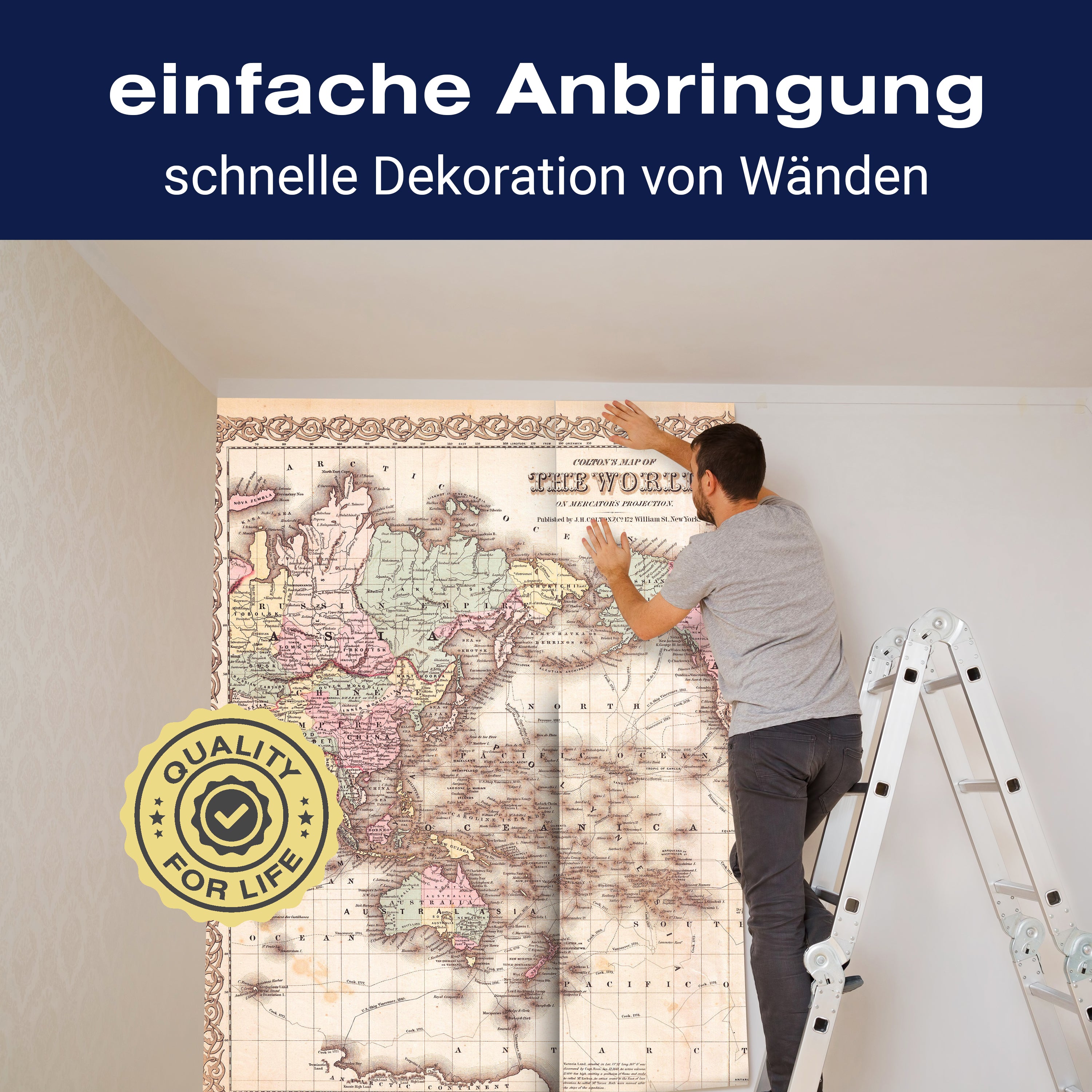 Fototapete Vintage historische Weltkarte M6646 - Bild 3 Fototapete Vintage historische Weltkarte M6646 - Bild 3