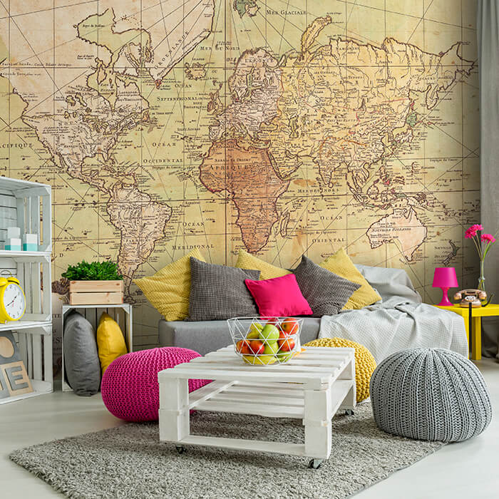 Fototapete alte Weltkarte historisch M6649 - Bild 1 Fototapete alte Weltkarte historisch M6649 - Bild 1