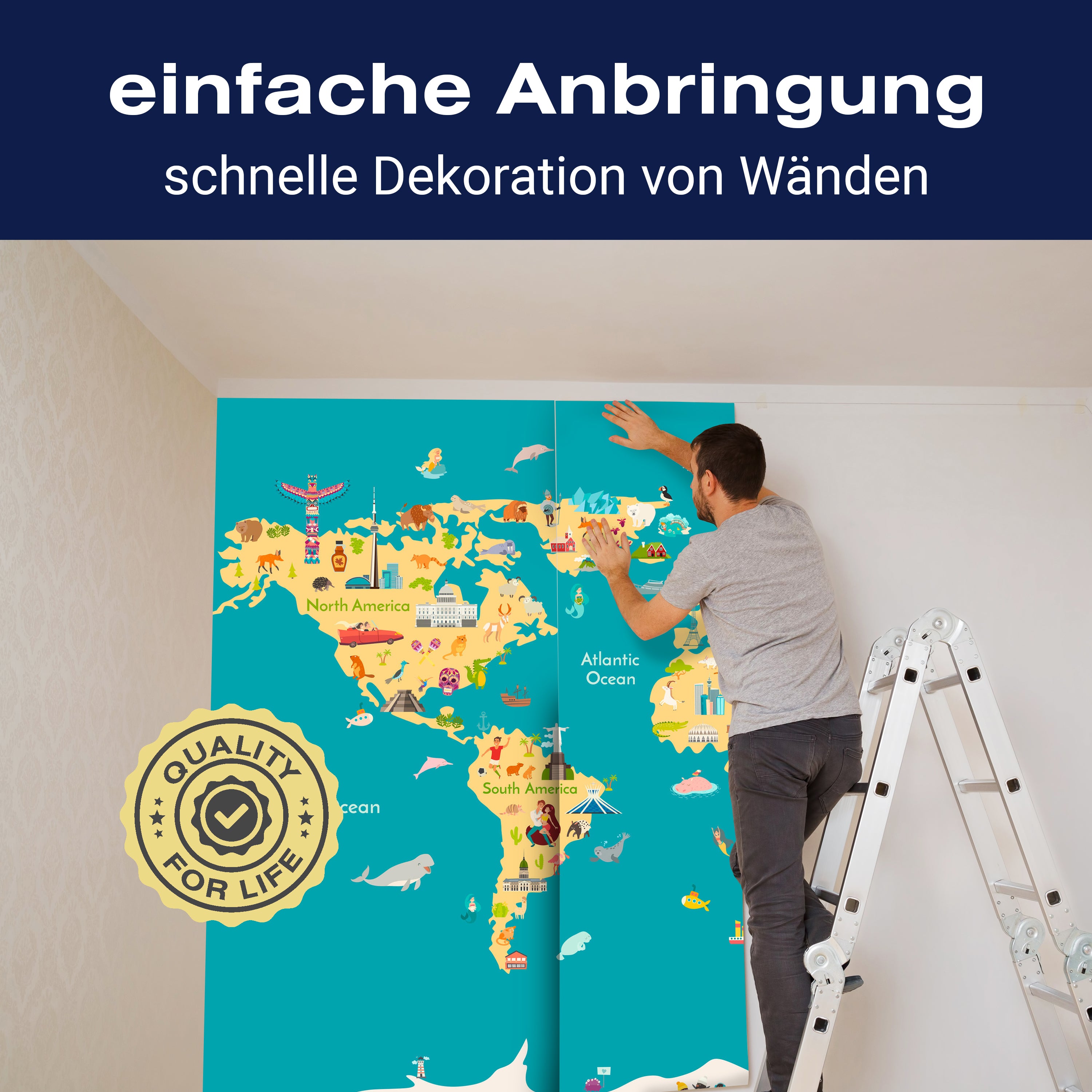 Fototapete bunte Weltkarte Figuren Kinder M6658 - Bild 3 Fototapete bunte Weltkarte Figuren Kinder M6658 - Bild 3
