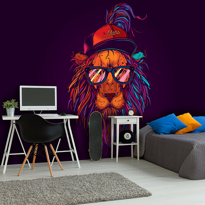 Fototapete Löwe Kunst Brille M6682 - Bild 1 Fototapete Löwe Kunst Brille M6682 - Bild 1