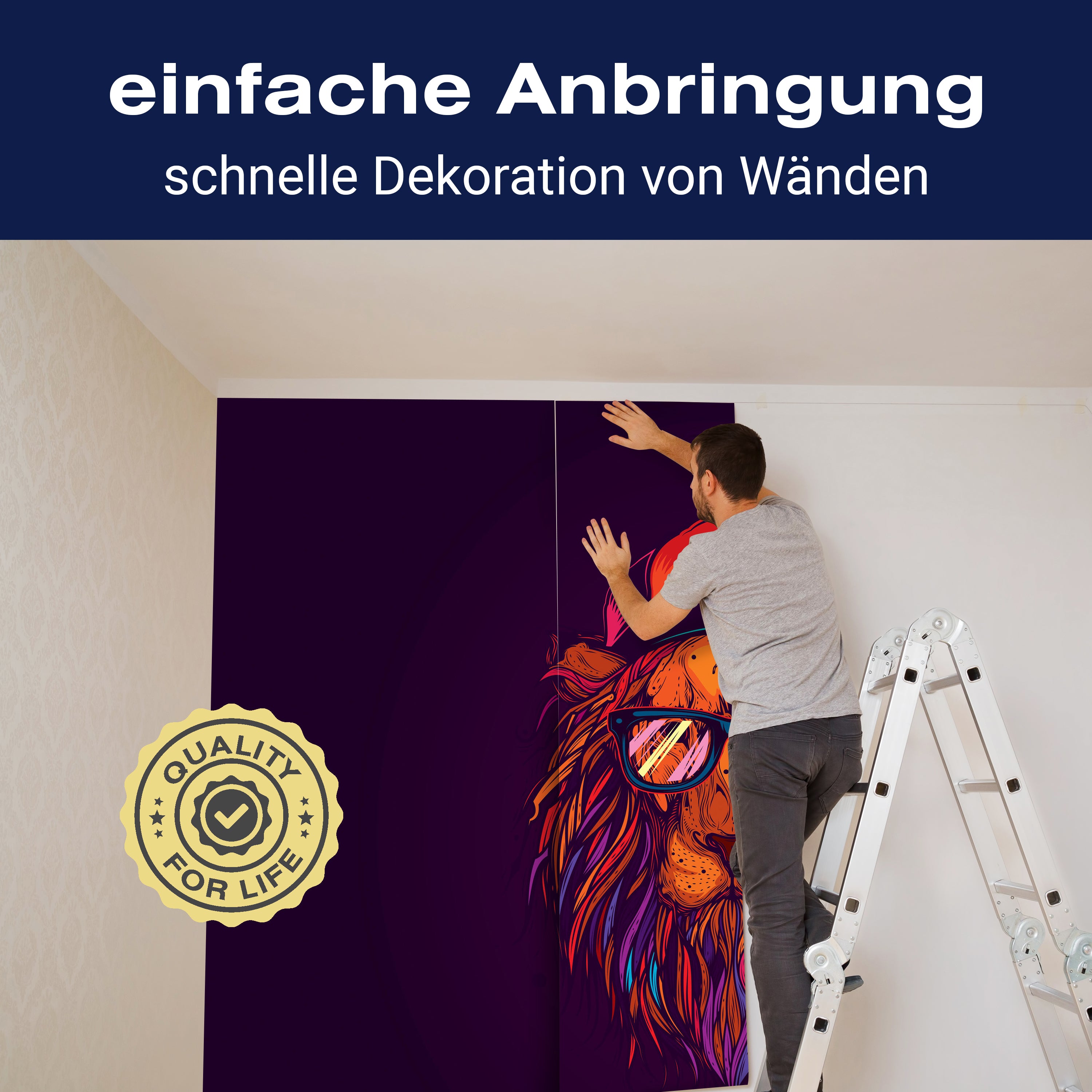 Fototapete Löwe Kunst Brille M6682 - Bild 3 Fototapete Löwe Kunst Brille M6682 - Bild 3