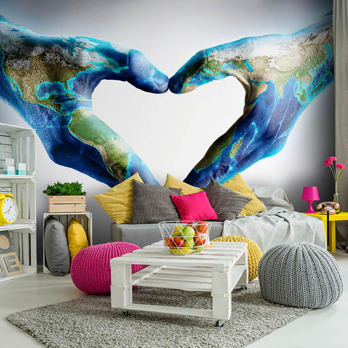 Fototapete Hände Weltkarte Herz M6688 - Bild 1 Fototapete Hände Weltkarte Herz M6688 - Bild 1