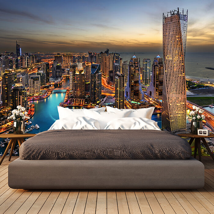Fototapete Skyline Dubai Nacht Hafen M6709 - Bild 1 Fototapete Skyline Dubai Nacht Hafen M6709 - Bild 1