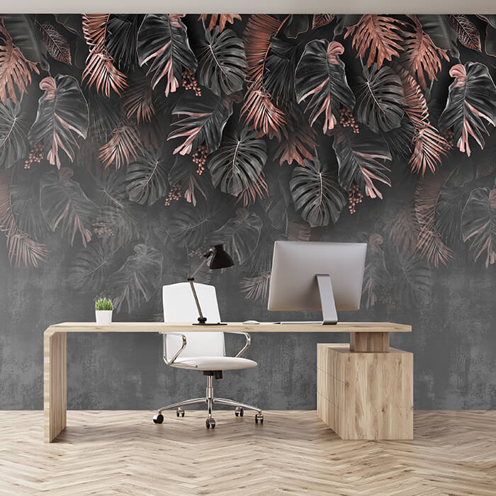 Fototapete Vintage Blätter grau M6721 - Bild 1 Fototapete Vintage Blätter grau M6721 - Bild 1