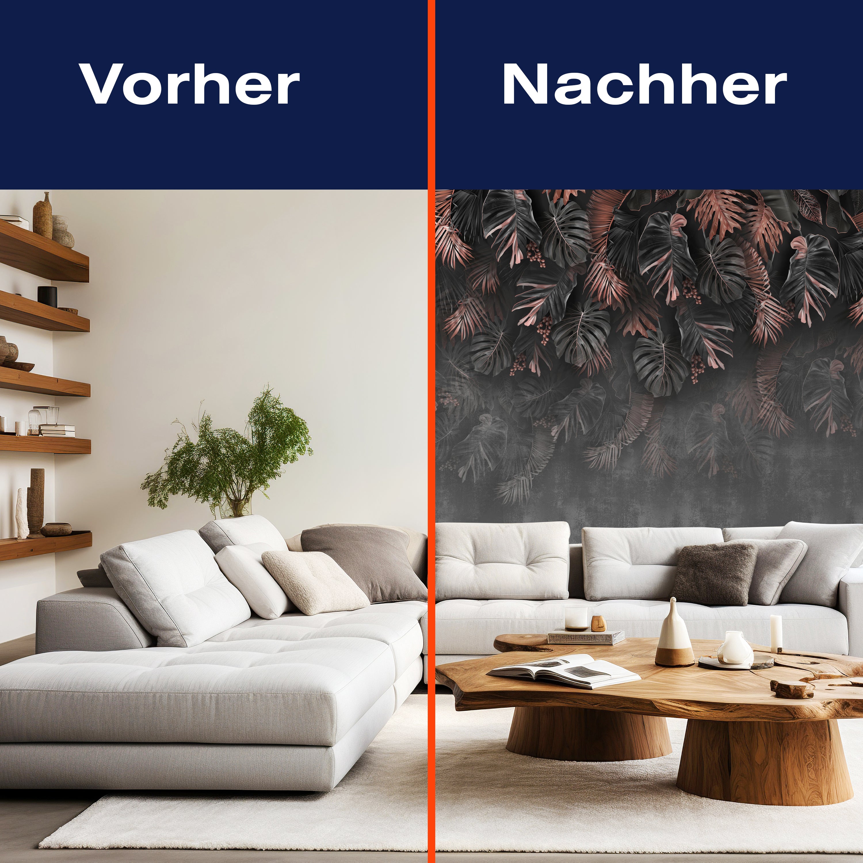 Fototapete Vintage Blätter grau M6721 - Bild 9 Fototapete Vintage Blätter grau M6721 - Bild 9