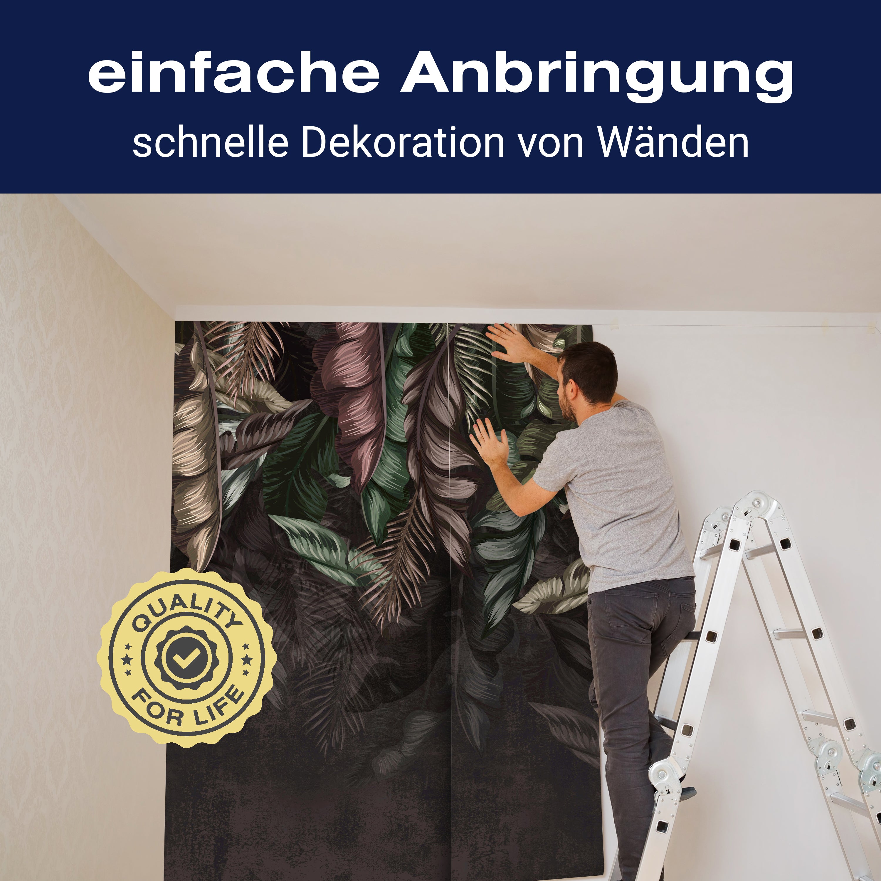 Fototapete Blätter Vintage dunkelgrau bunt M6722 - Bild 3 Fototapete Blätter Vintage dunkelgrau bunt M6722 - Bild 3