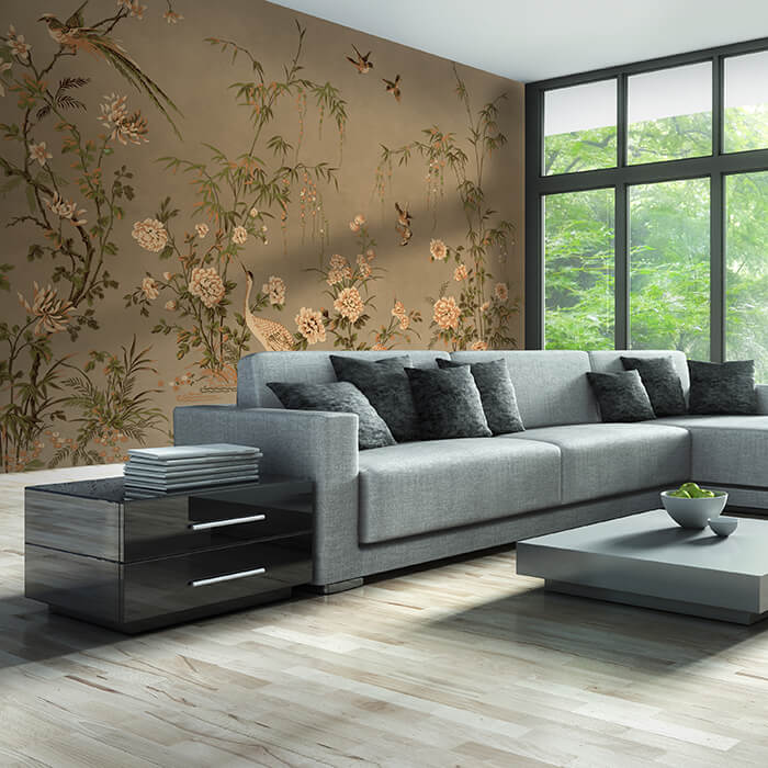 Fototapete Bambus Vögel Vintage M6723 - Bild 1 Fototapete Bambus Vögel Vintage M6723 - Bild 1