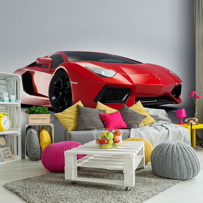 Fototapete roter Sportwagen Auto M6734 - Bild 1 Fototapete roter Sportwagen Auto M6734 - Bild 1