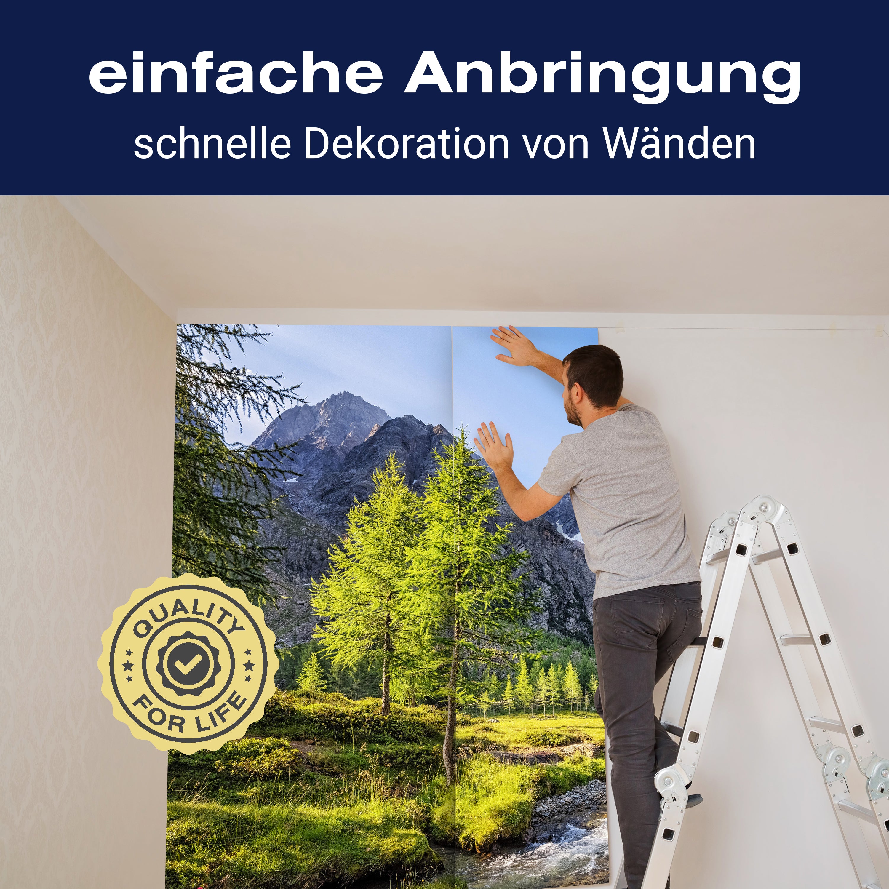 Fototapete Berge Bach Bäume Wald M6753 - Bild 3 Fototapete Berge Bach Bäume Wald M6753 - Bild 3