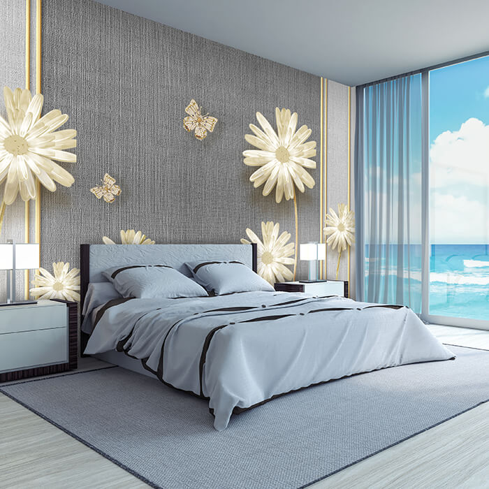 Fototapete Blumen Blüten Schmetterling M6763 - Bild 1 Fototapete Blumen Blüten Schmetterling M6763 - Bild 1