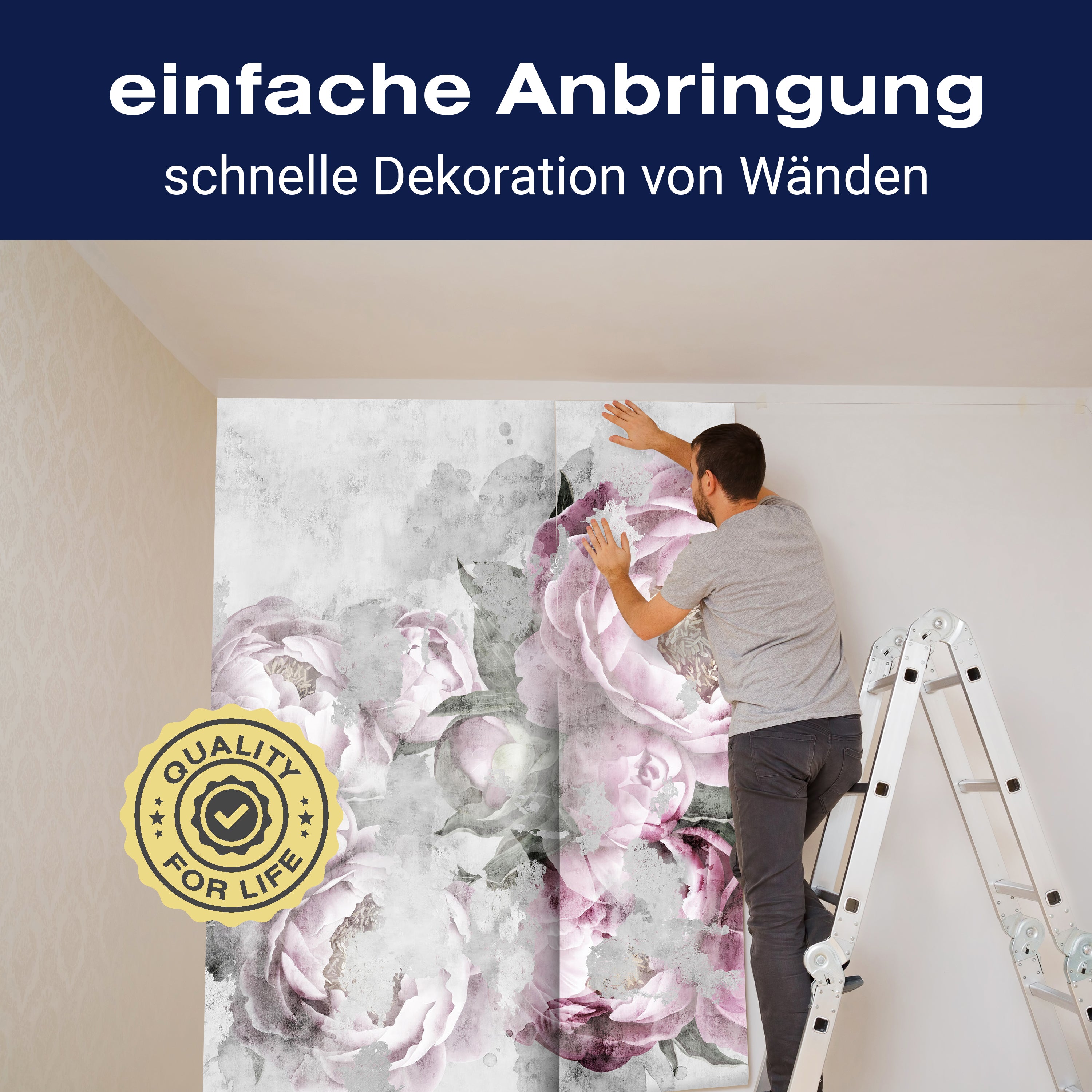 Fototapete rosa Blumen Vintage Pflanzen M6796 - Bild 3 Fototapete rosa Blumen Vintage Pflanzen M6796 - Bild 3