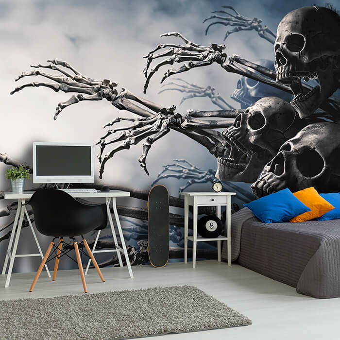 Fototapete Skelett Totenkopf blau grau M6804 - Bild 1 Fototapete Skelett Totenkopf blau grau M6804 - Bild 1