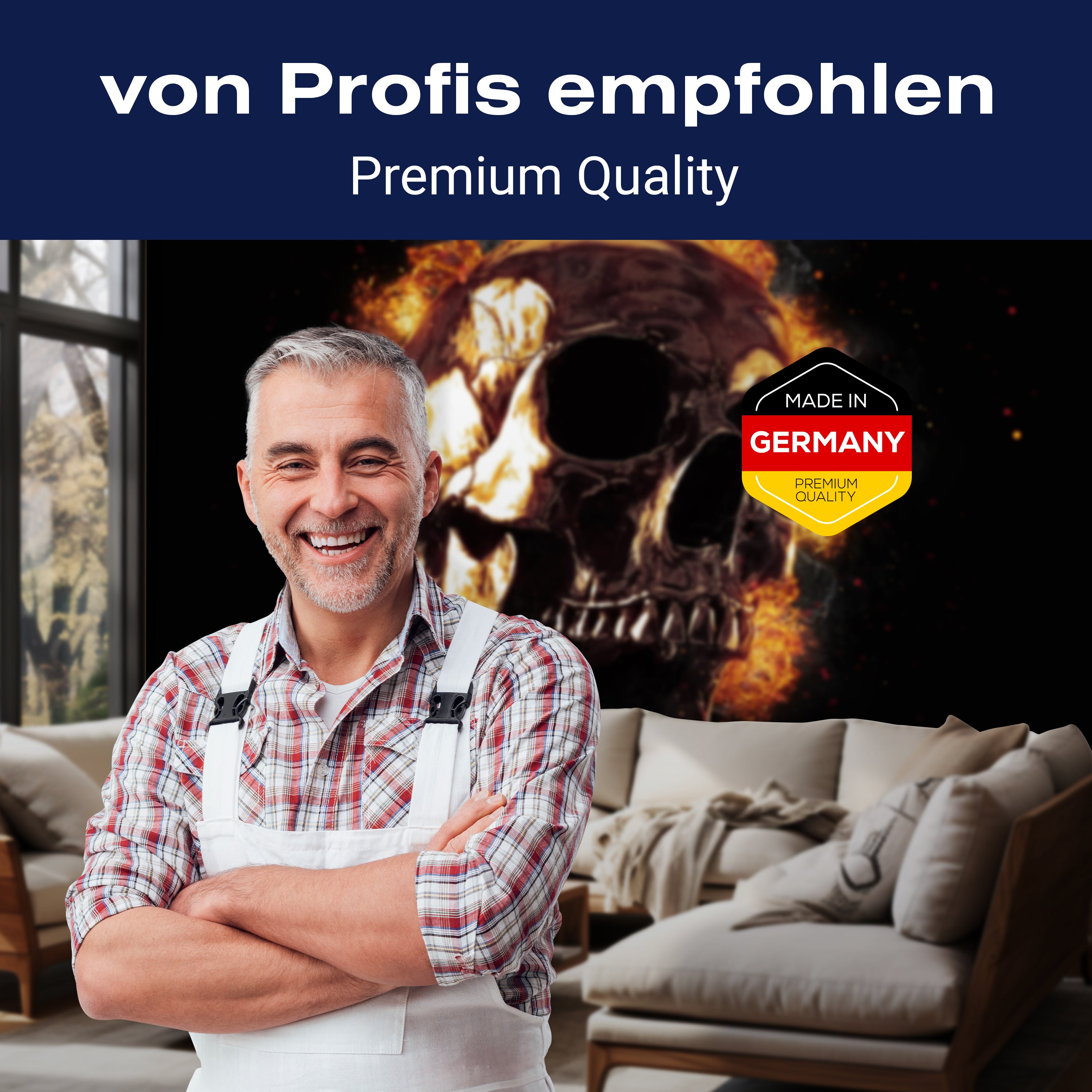 Fototapete Totenkopf Metall gold Feuer M6805 - Bild 5 Fototapete Totenkopf Metall gold Feuer M6805 - Bild 5