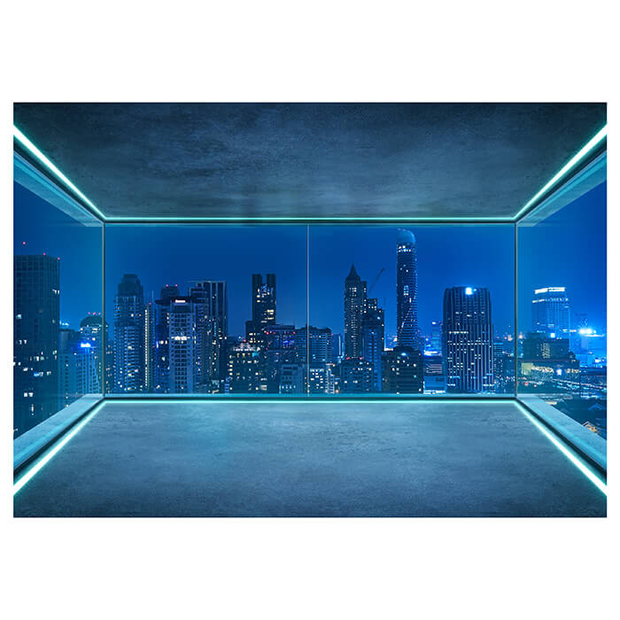 Fototapete Ausblick Skyline Fenster Stadt Nacht M6841 - Bild 2 Fototapete Ausblick Skyline Fenster Stadt Nacht M6841 - Bild 2