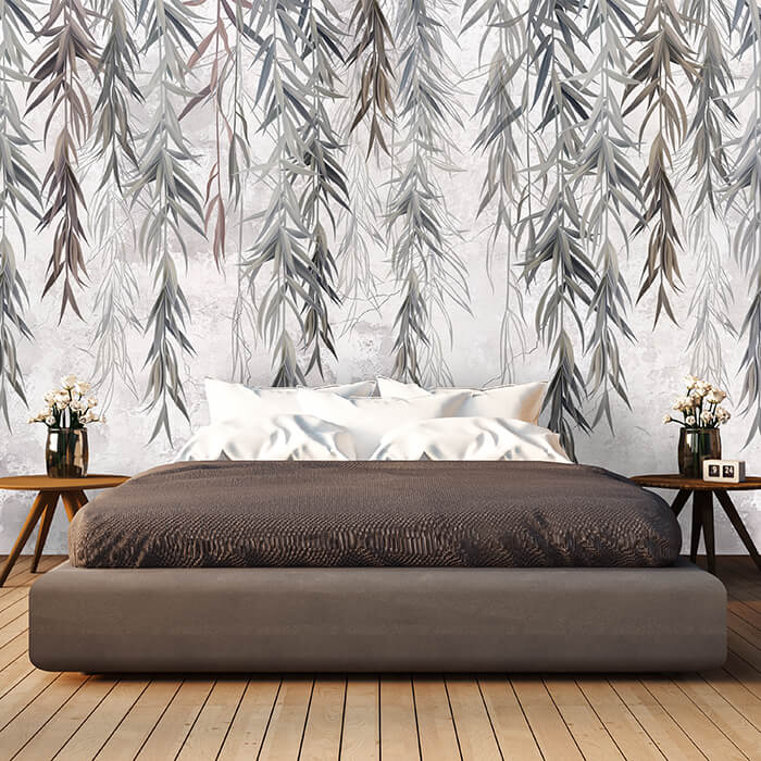 Fototapete mediterran Zweige Blätter Wand Beton M6852 - Bild 1 Fototapete mediterran Zweige Blätter Wand Beton M6852 - Bild 1