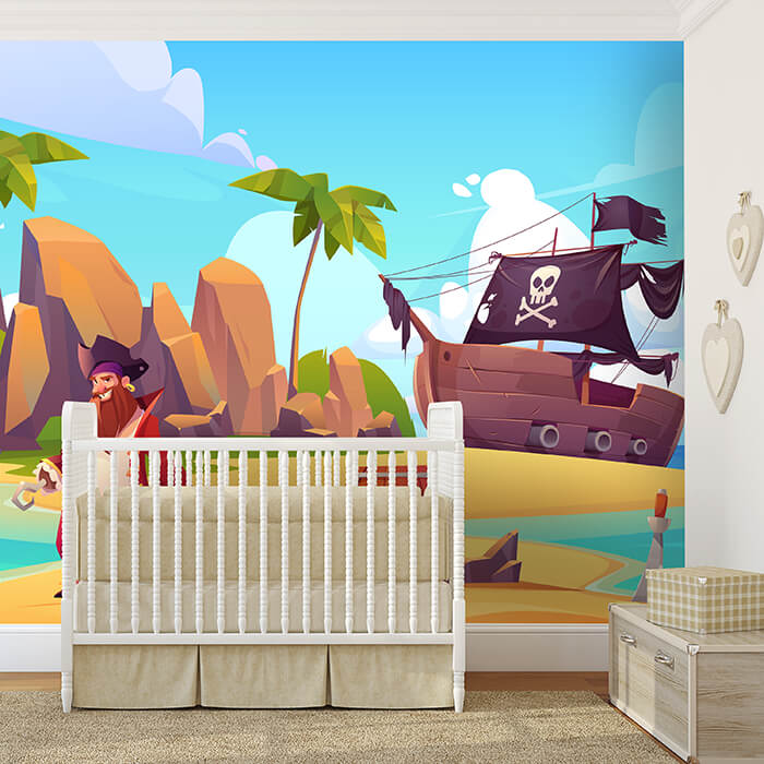 Fototapete Pirat Schatztruhe Piratenflagge M6875 - Bild 1 Fototapete Pirat Schatztruhe Piratenflagge M6875 - Bild 1