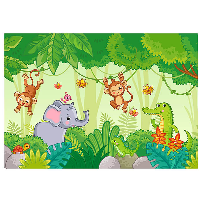 Fototapete Elefant Affe Krokodil Palme M6877 - Bild 2 Fototapete Elefant Affe Krokodil Palme M6877 - Bild 2