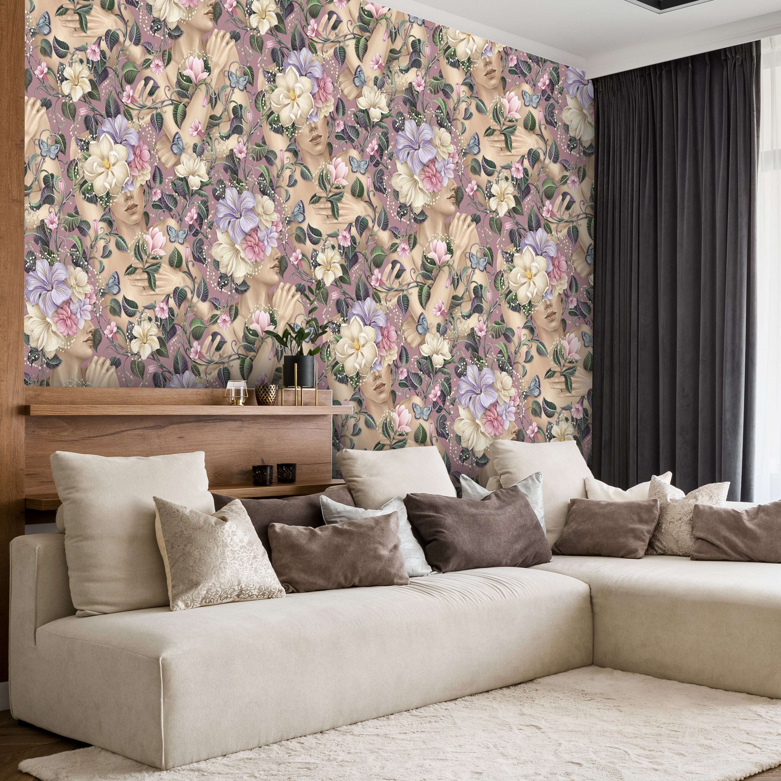 Fototapete Blumen Muster Frau M6899 - Bild 1 Fototapete Blumen Muster Frau M6899 - Bild 1