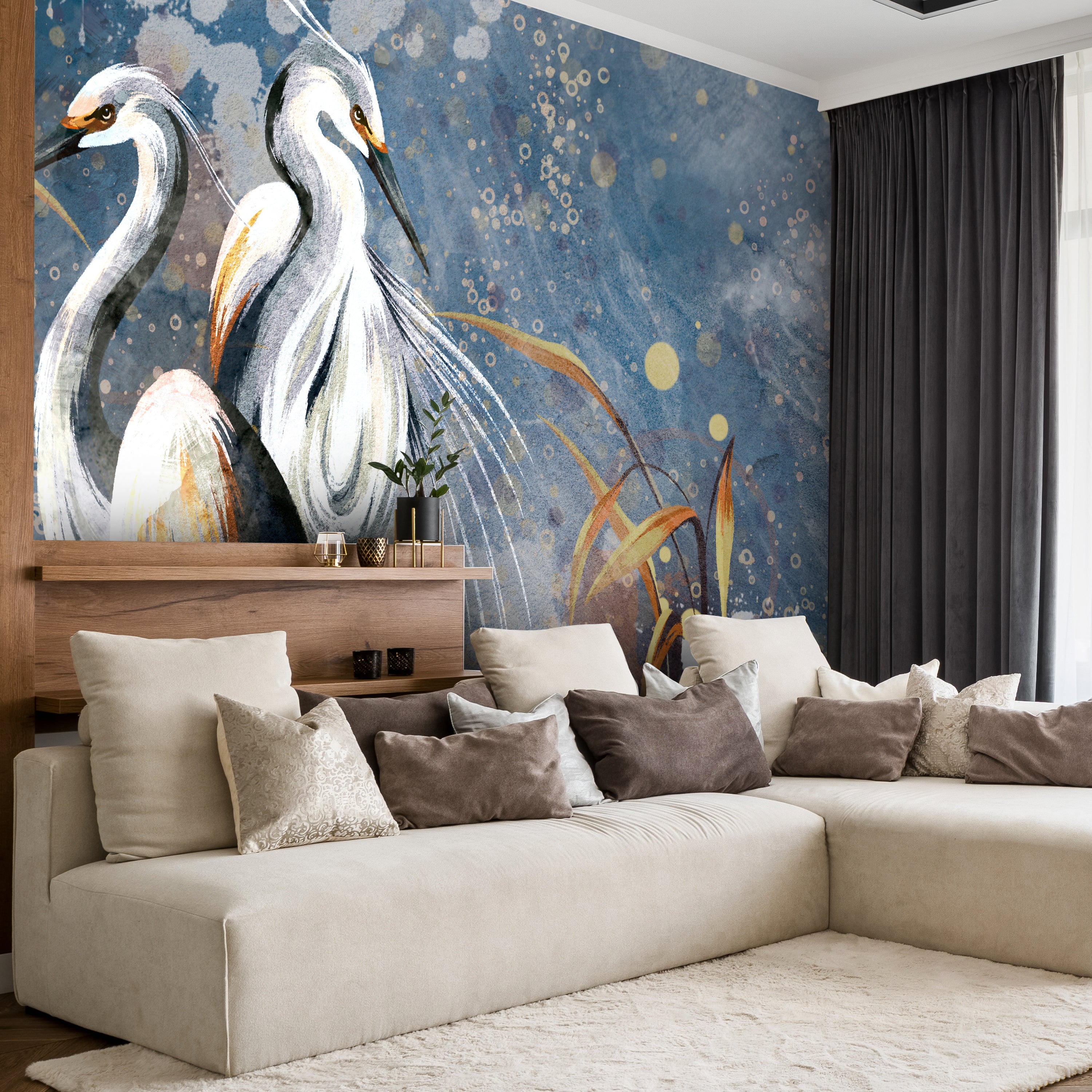 Fototapete Vintage Kraniche M6915 - Bild 1 Fototapete Vintage Kraniche M6915 - Bild 1