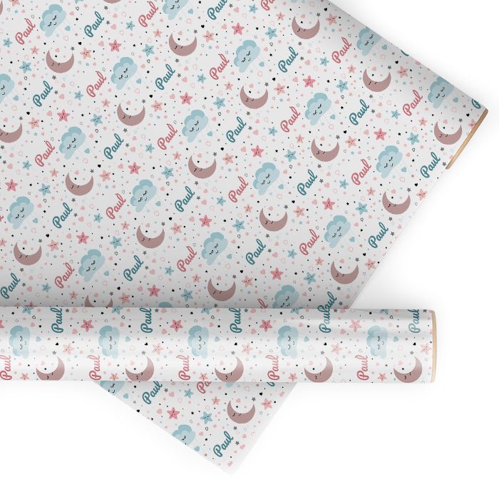 Geschenkpapier personalisiert Geschenkpapier Mond Wolke Baby - Bild 1 Geschenkpapier personalisiert Geschenkpapier Mond Wolke Baby - Bild 1