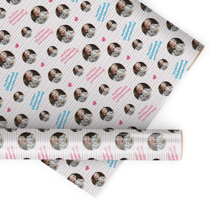 Geschenkpapier personalisiert Geschenkpapier Streifen Baby - Bild 1 Geschenkpapier personalisiert Geschenkpapier Streifen Baby - Bild 1