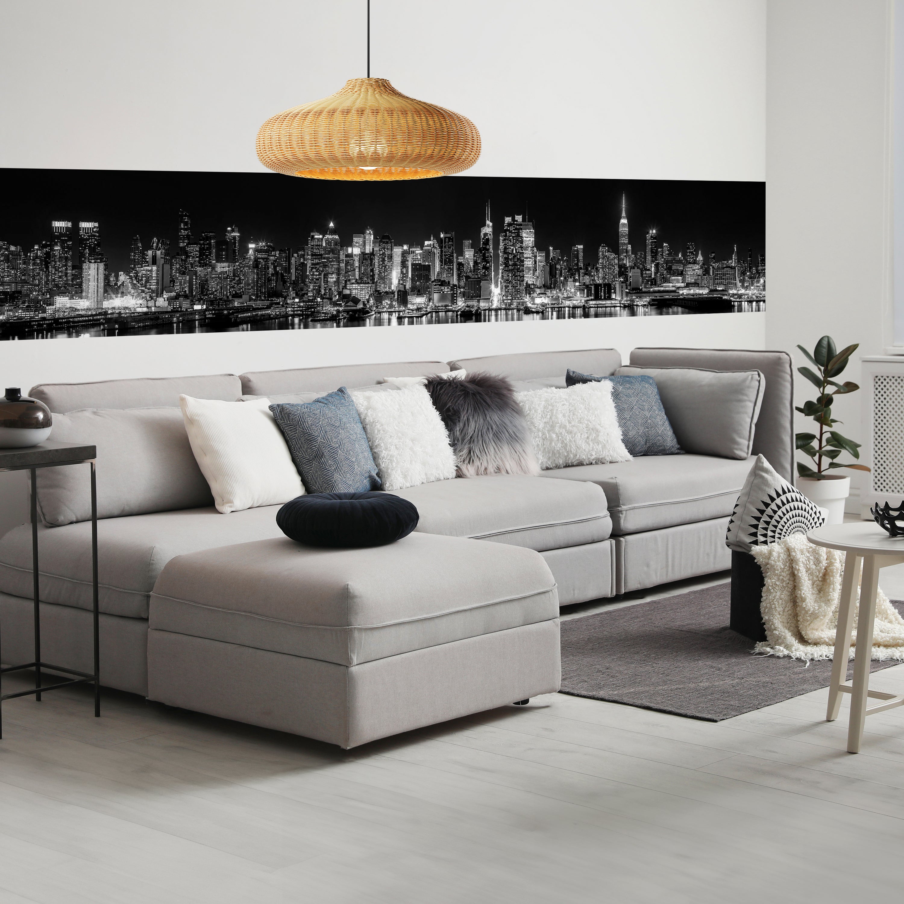 Panorama-Fototapete New York bei Nacht, Schwarz-Weiß M0005 - Bild 1 Panorama-Fototapete New York bei Nacht, Schwarz-Weiß M0005 - Bild 1