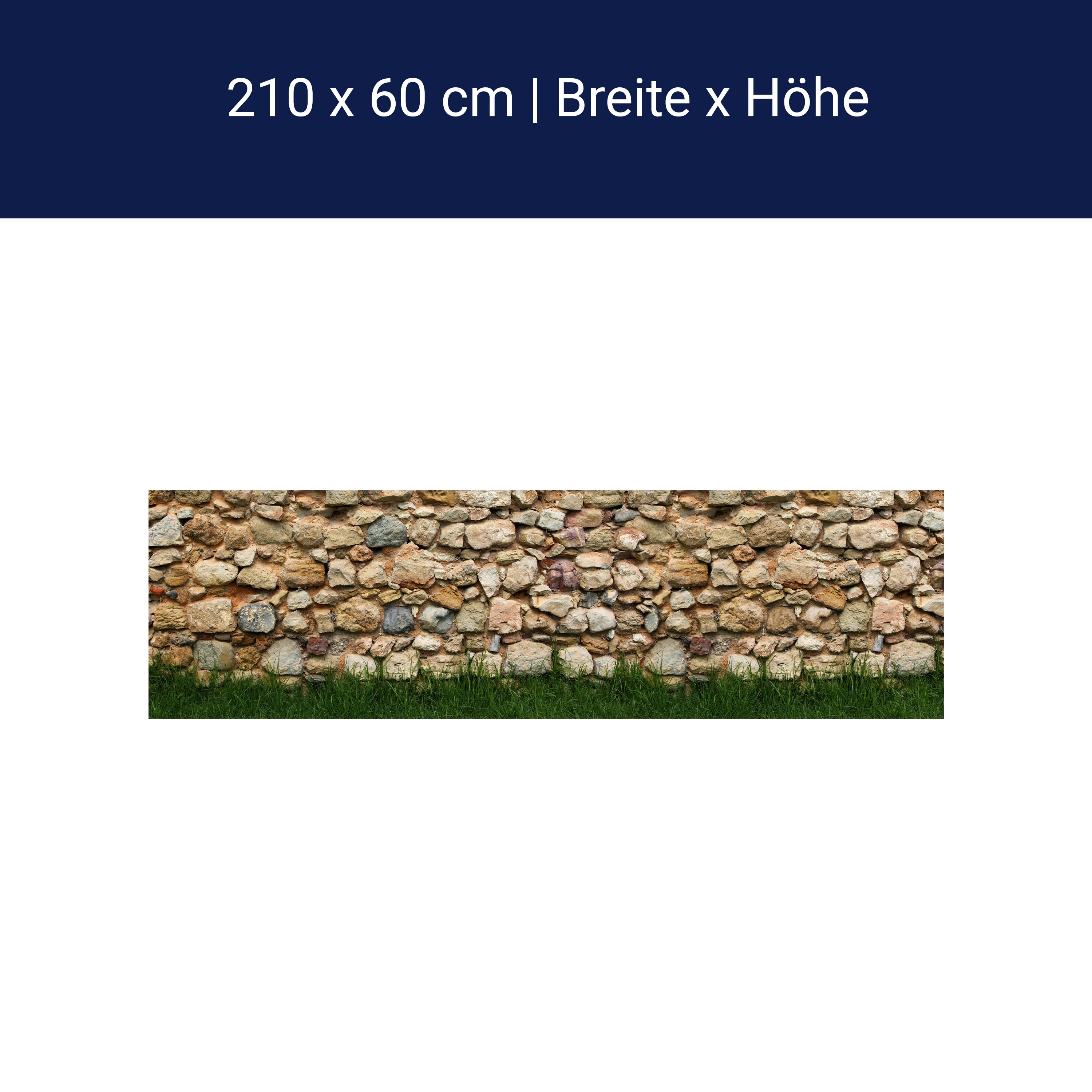 Küchenrückwand Steinmauer mit Gras M0015 Küchenrückwand Steinmauer mit Gras M0015