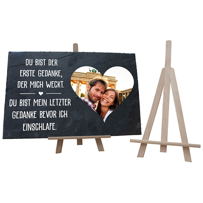 Schieferplatte mit Staffelei Fotoherz und Spruch M0017 - Bild 4 Schieferplatte mit Staffelei Fotoherz und Spruch M0017 - Bild 4