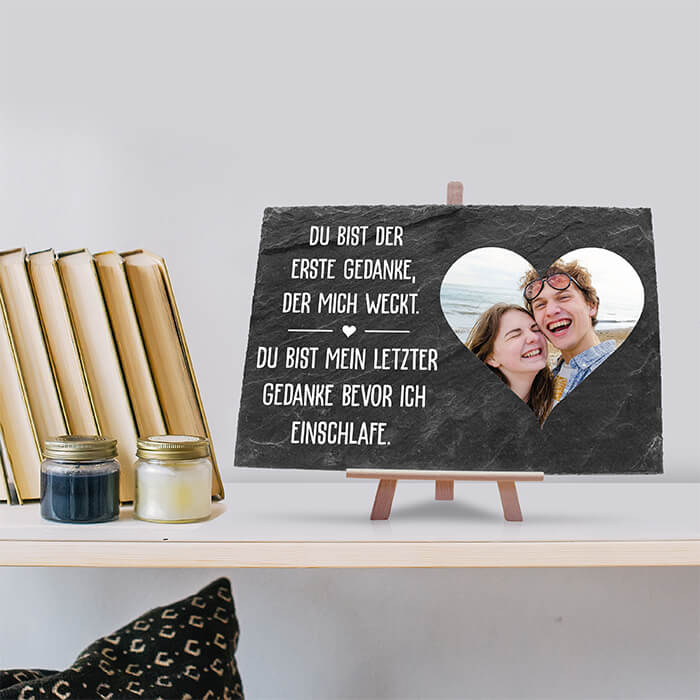 Schieferplatte mit Staffelei Fotoherz und Spruch M0017 - Bild 6 Schieferplatte mit Staffelei Fotoherz und Spruch M0017 - Bild 6