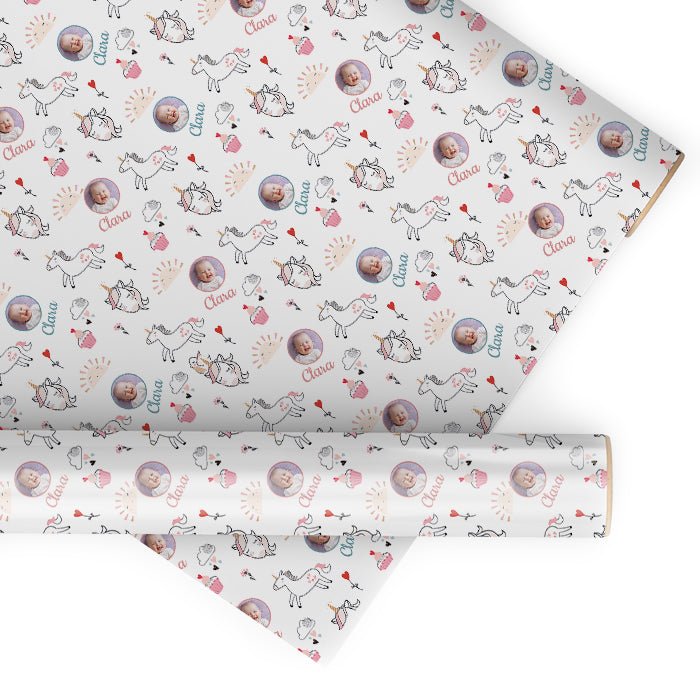 Geschenkpapier personalisiert Geschenkpapier Einhorn Mädchen - Bild 1 Geschenkpapier personalisiert Geschenkpapier Einhorn Mädchen - Bild 1