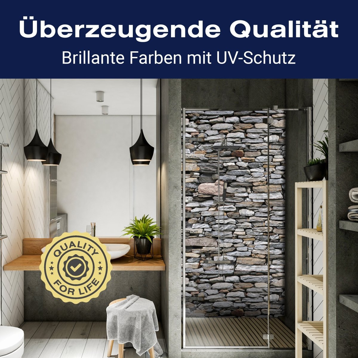 Duschwand Steinmauer Grau M0022 entdecken - Bild 2 Duschwand Steinmauer Grau M0022 entdecken - Bild 2