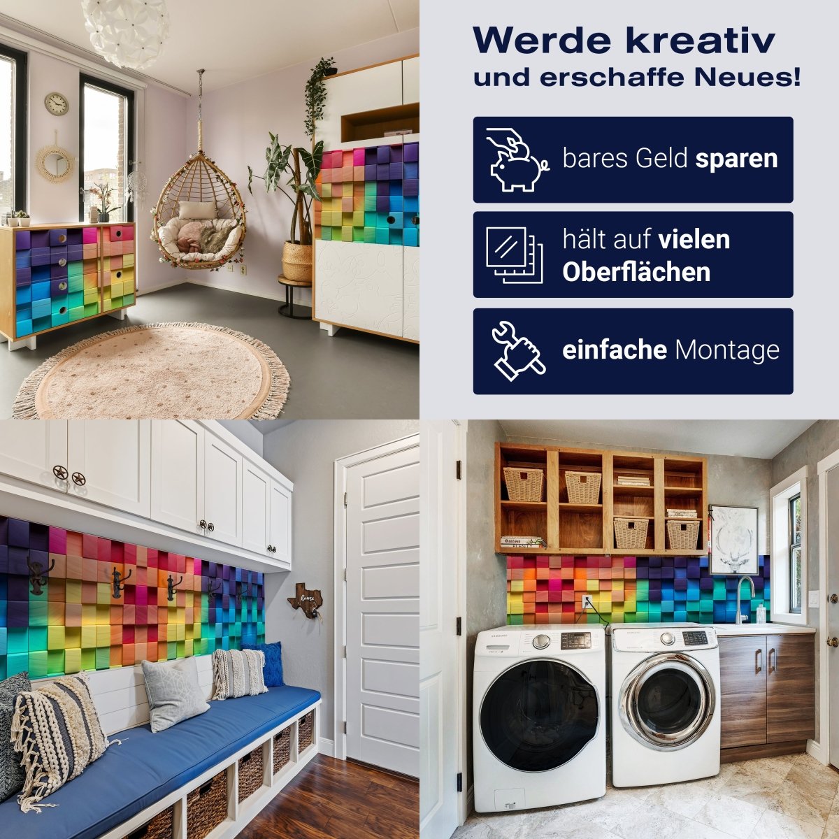 Panorama-Fototapete bunte Würfel, Regenbogen M0024 - Bild 7 Panorama-Fototapete bunte Würfel, Regenbogen M0024 - Bild 7