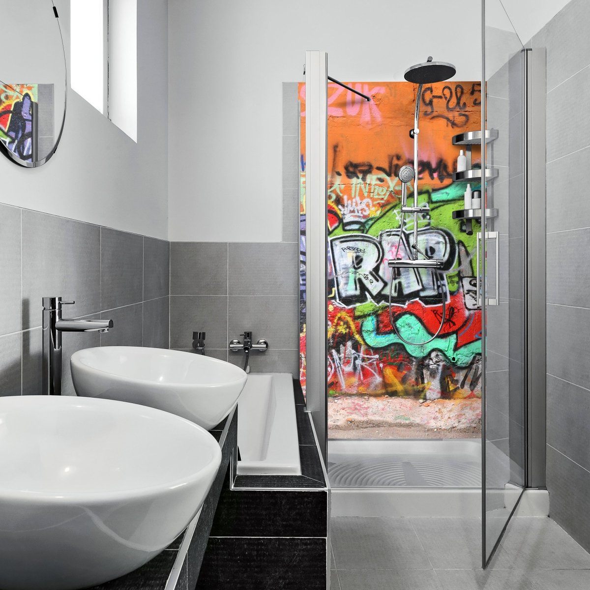 Duschwand Graffiti 1 M0025 entdecken - Bild 1 Duschwand Graffiti 1 M0025 entdecken - Bild 1