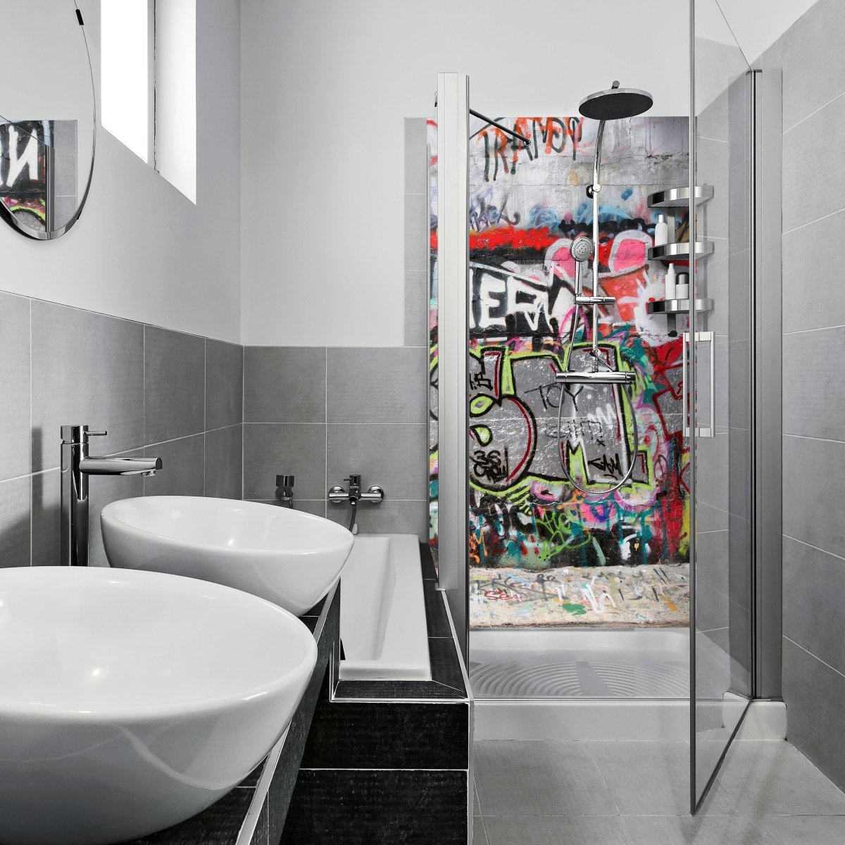 Duschwand Graffiti 3 M0027 entdecken - Bild 1 Duschwand Graffiti 3 M0027 entdecken - Bild 1