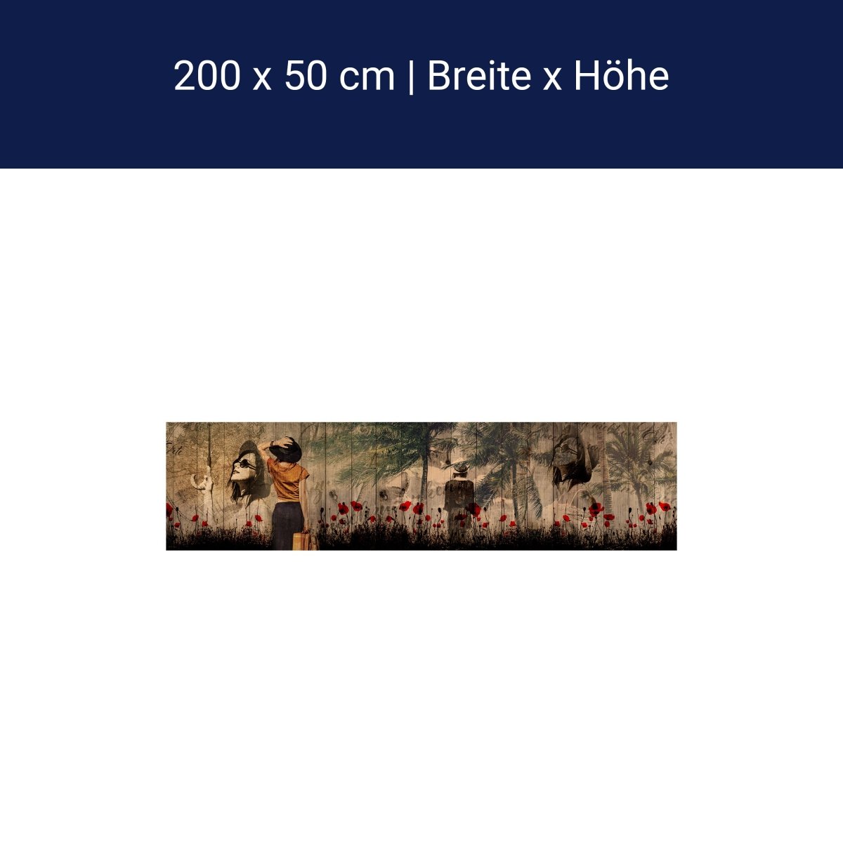 Panorama-Fototapete Vintage, Reisen, Palmen M0030 Panorama-Fototapete Vintage, Reisen, Palmen M0030