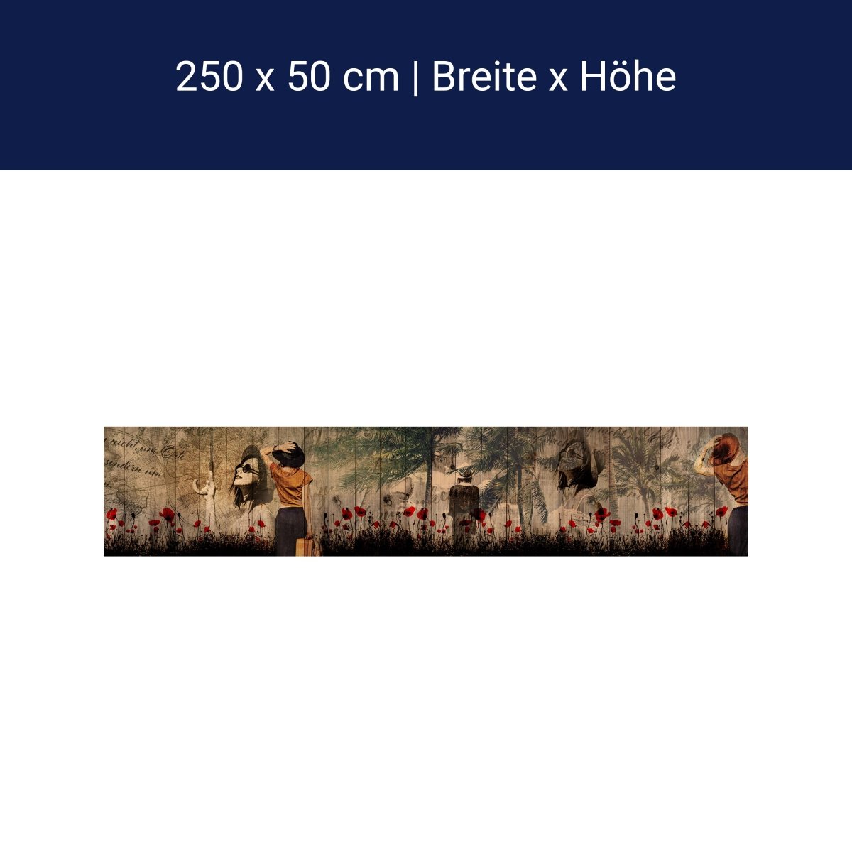 Panorama-Fototapete Vintage, Reisen, Palmen M0030 Panorama-Fototapete Vintage, Reisen, Palmen M0030