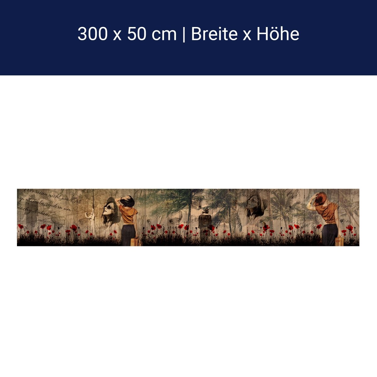 Panorama-Fototapete Vintage, Reisen, Palmen M0030 Panorama-Fototapete Vintage, Reisen, Palmen M0030