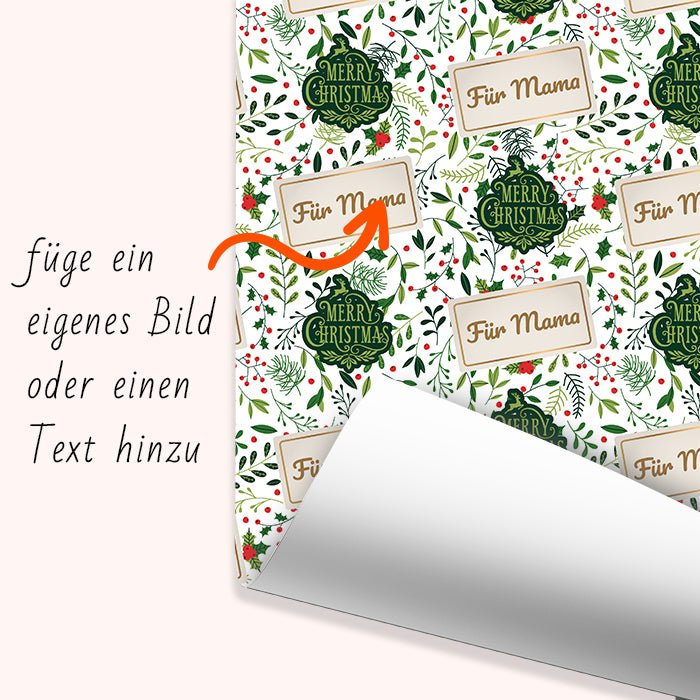 Geschenkpapier personalisiert Geschenkpapier Weihnachten Stechpalme Text M0045 - Bild 6 Geschenkpapier personalisiert Geschenkpapier Weihnachten Stechpalme Text M0045 - Bild 6