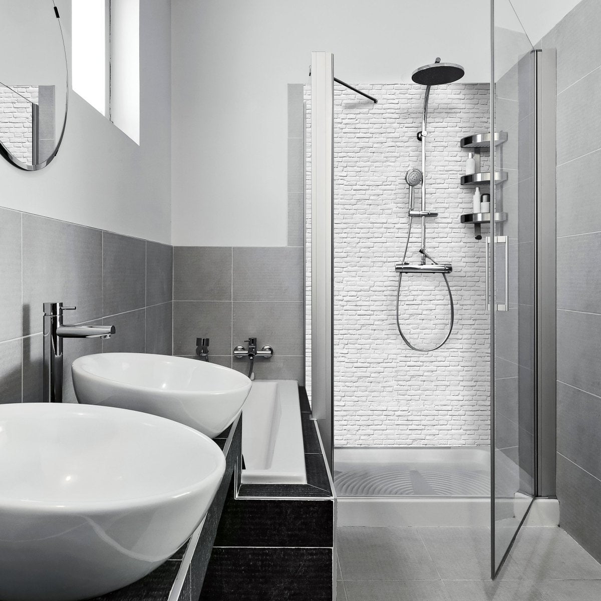 Duschwand weisser Backstein M0050 entdecken - Bild 1 Duschwand weisser Backstein M0050 entdecken - Bild 1