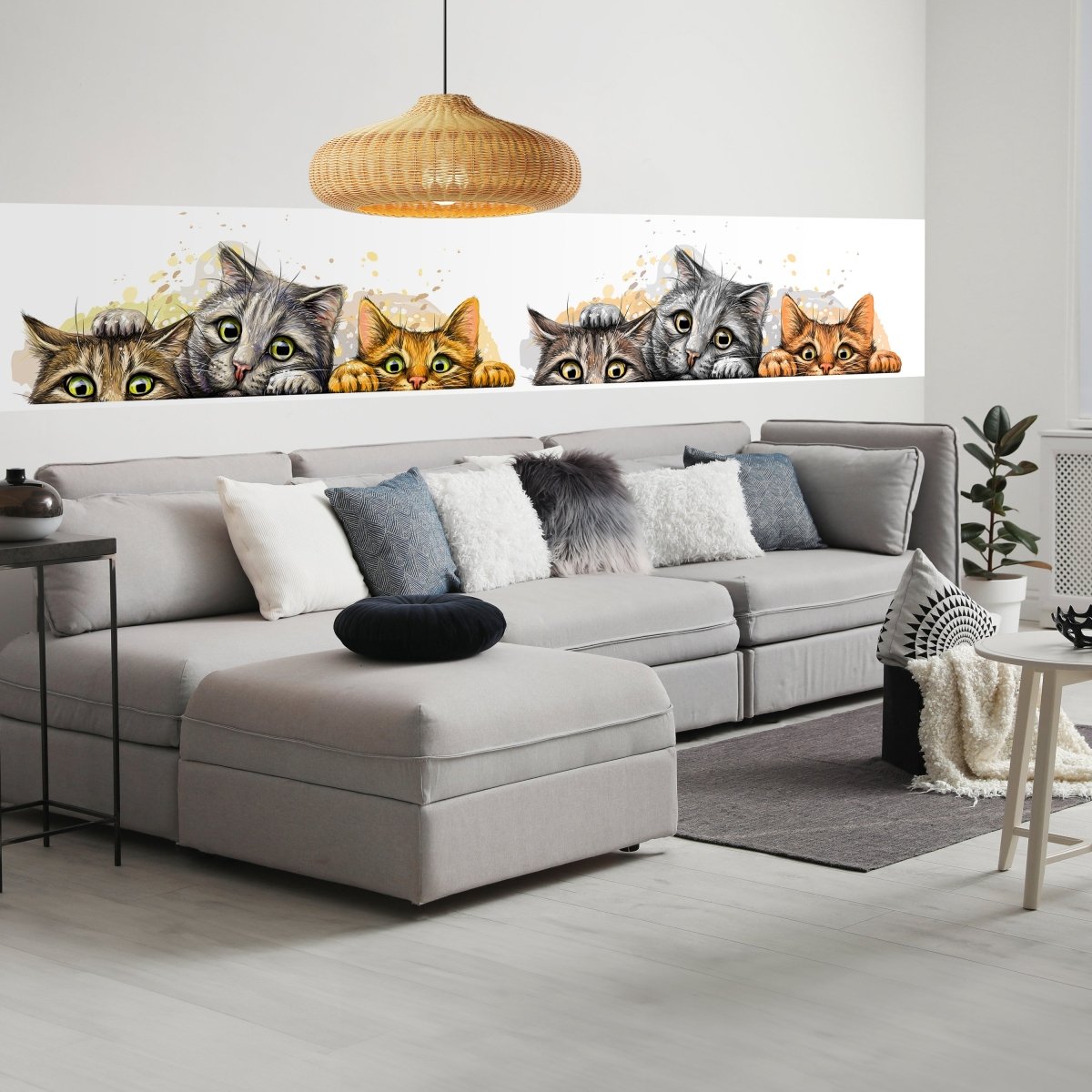 Panorama-Fototapete Katzen Illustration M0050 - Bild 1 Panorama-Fototapete Katzen Illustration M0050 - Bild 1