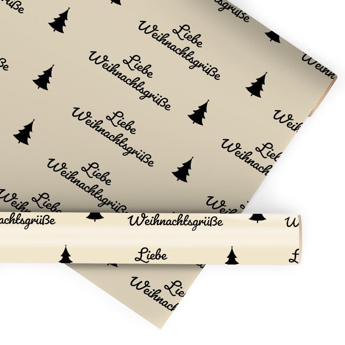 Geschenkpapier personalisiert Geschenkpapier Weihnachten Tannenbaum beige Text M0051 - Bild 1 Geschenkpapier personalisiert Geschenkpapier Weihnachten Tannenbaum beige Text M0051 - Bild 1