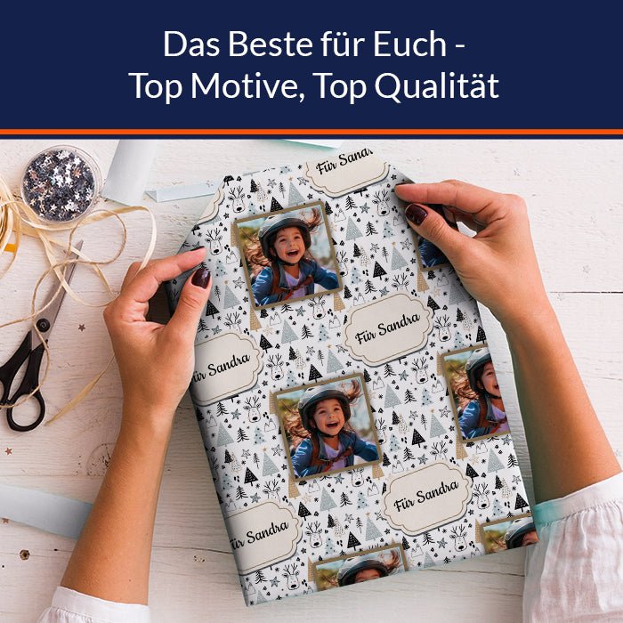 Geschenkpapier personalisiert Geschenkpapier Weihnachten Rentier Text Foto M0055 - Bild 5 Geschenkpapier personalisiert Geschenkpapier Weihnachten Rentier Text Foto M0055 - Bild 5