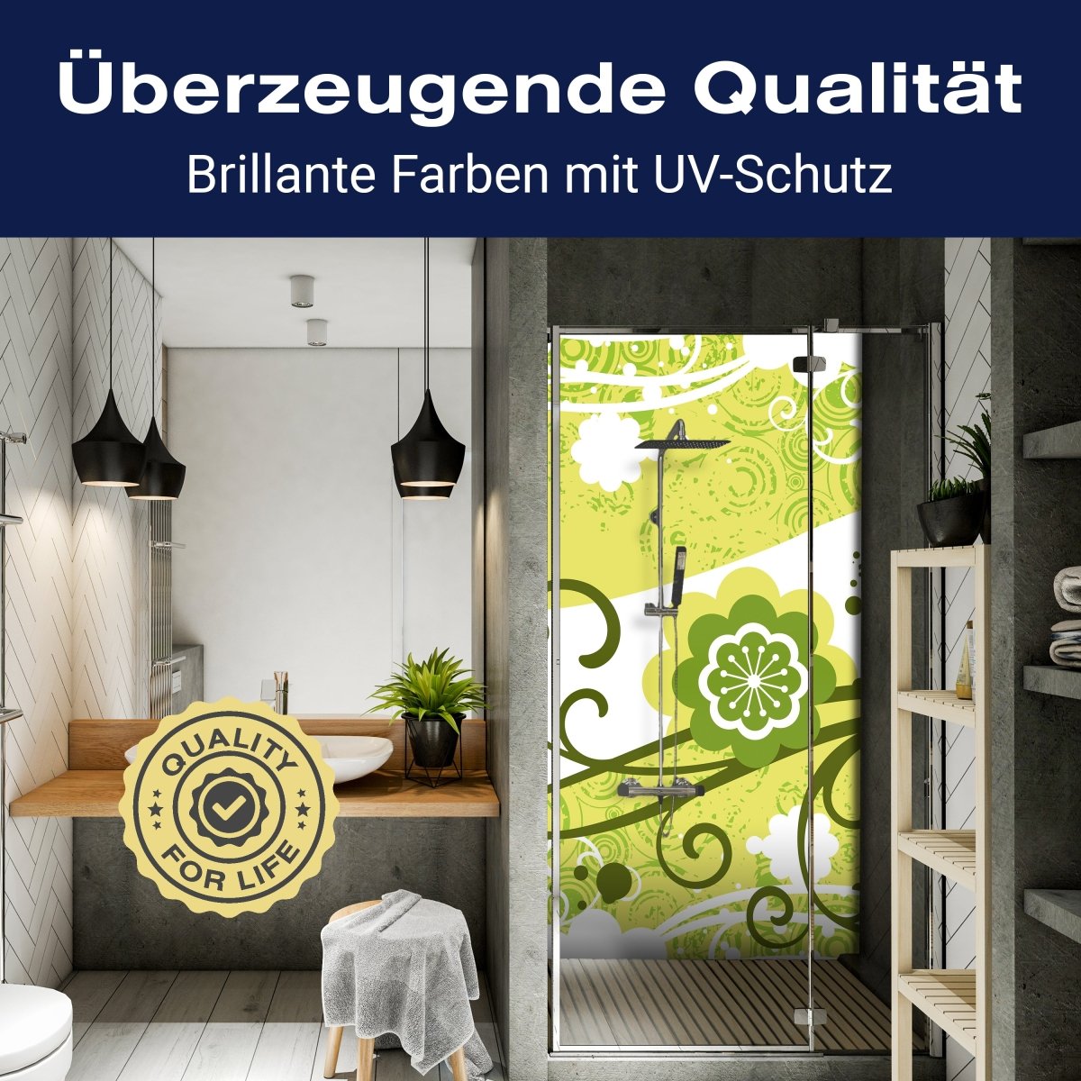 Duschwand Adriana Retro Blüten M0056 entdecken - Bild 2 Duschwand Adriana Retro Blüten M0056 entdecken - Bild 2