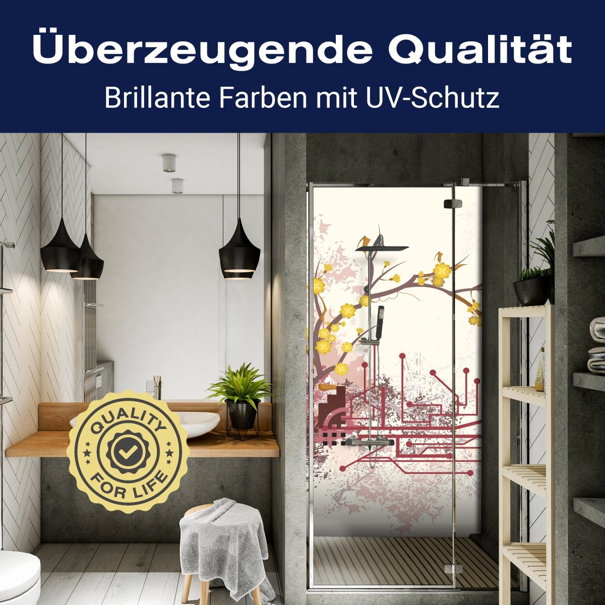 Duschwand Haruka Retro Blüten M0057 entdecken - Bild 2 Duschwand Haruka Retro Blüten M0057 entdecken - Bild 2