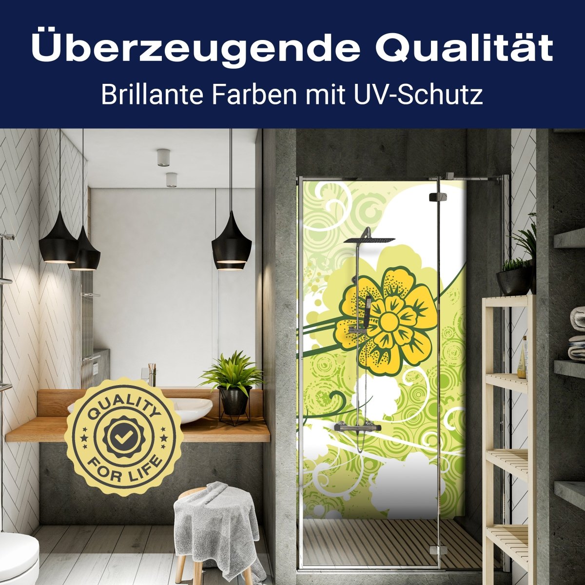 Duschwand Vanessa Retro Blüten M0058 entdecken - Bild 2 Duschwand Vanessa Retro Blüten M0058 entdecken - Bild 2