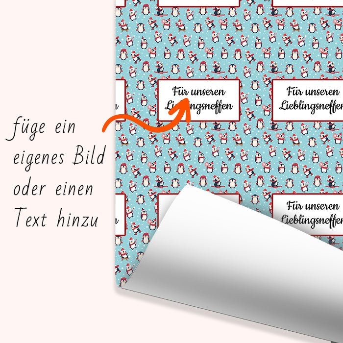 Geschenkpapier personalisiert Geschenkpapier Weihnachten Pinguin Text M0060 - Bild 6 Geschenkpapier personalisiert Geschenkpapier Weihnachten Pinguin Text M0060 - Bild 6