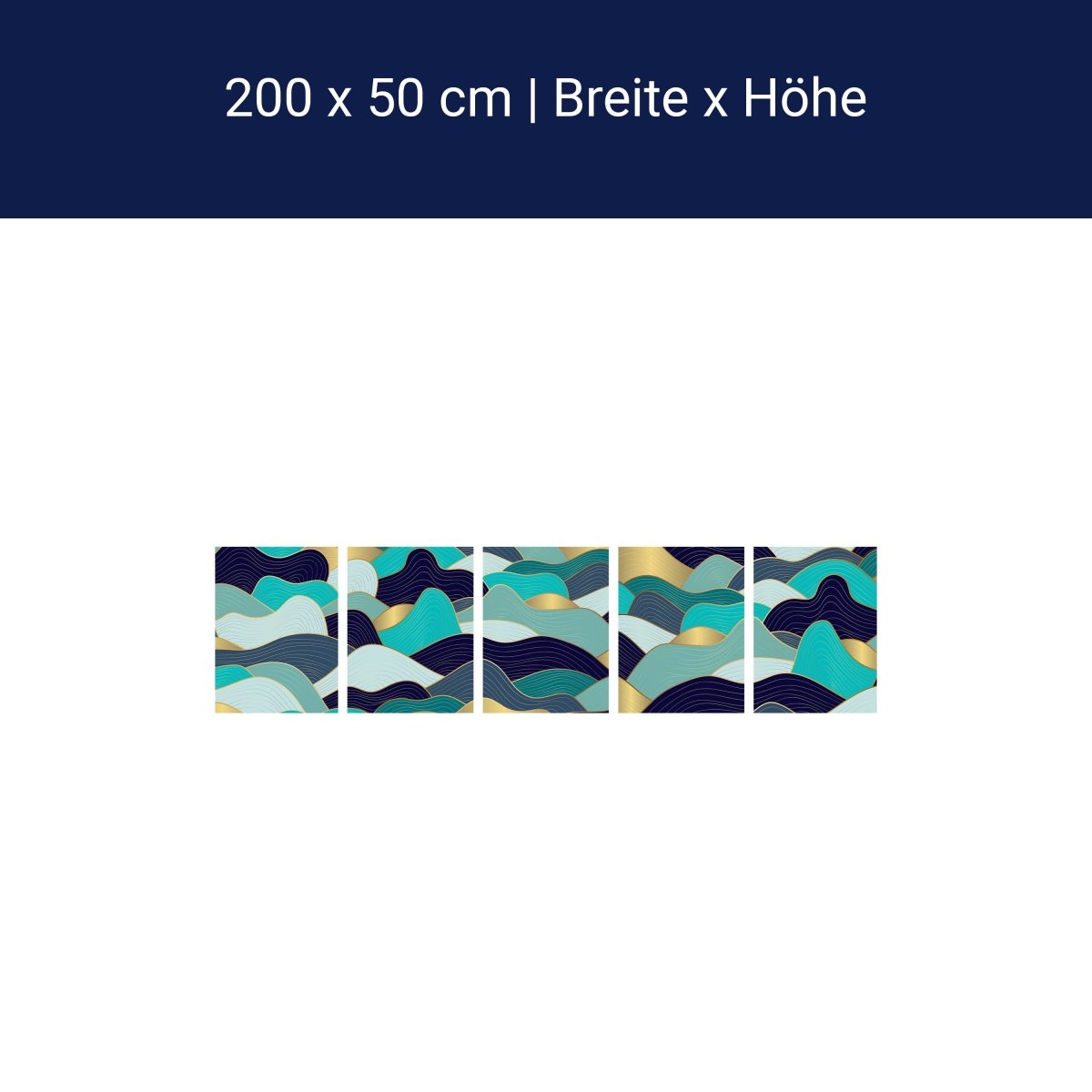 Panorama-Fototapete gold blaue Wellen M0062 Panorama-Fototapete gold blaue Wellen M0062
