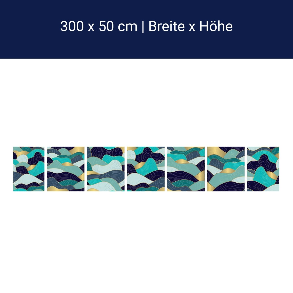 Panorama-Fototapete gold blaue Wellen M0062 Panorama-Fototapete gold blaue Wellen M0062