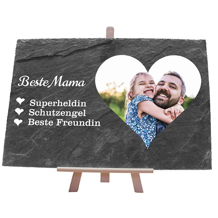 Schiefertafel mit Staffelei Herz Beste Mama M0062 - Bild 1 Schiefertafel mit Staffelei Herz Beste Mama M0062 - Bild 1