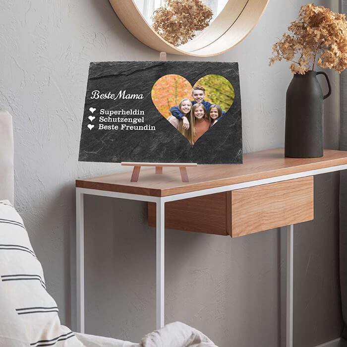 Schiefertafel mit Staffelei Herz Beste Mama M0062 - Bild 2 Schiefertafel mit Staffelei Herz Beste Mama M0062 - Bild 2
